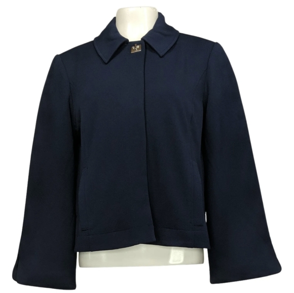 New Dennis Basso Luxury Crepe Navy Bracelet Jacket Size 18W - Picture 3 of 14